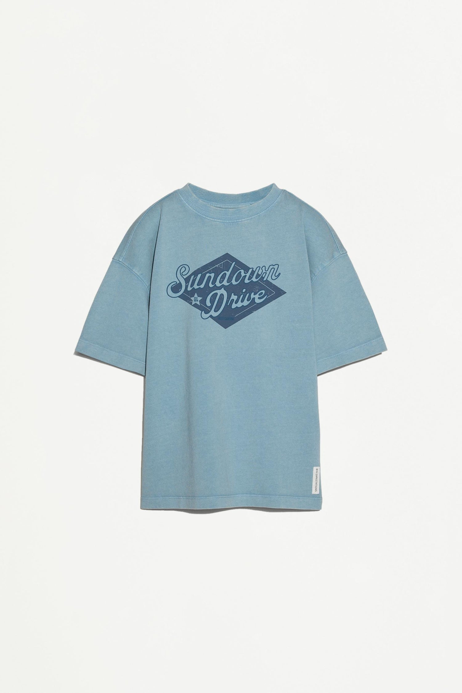 Faded effect printed T-shirt - MEDIUM BLUE / 11-12 years