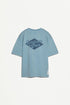 Faded effect printed T-shirt - MEDIUM BLUE / 11-12 years