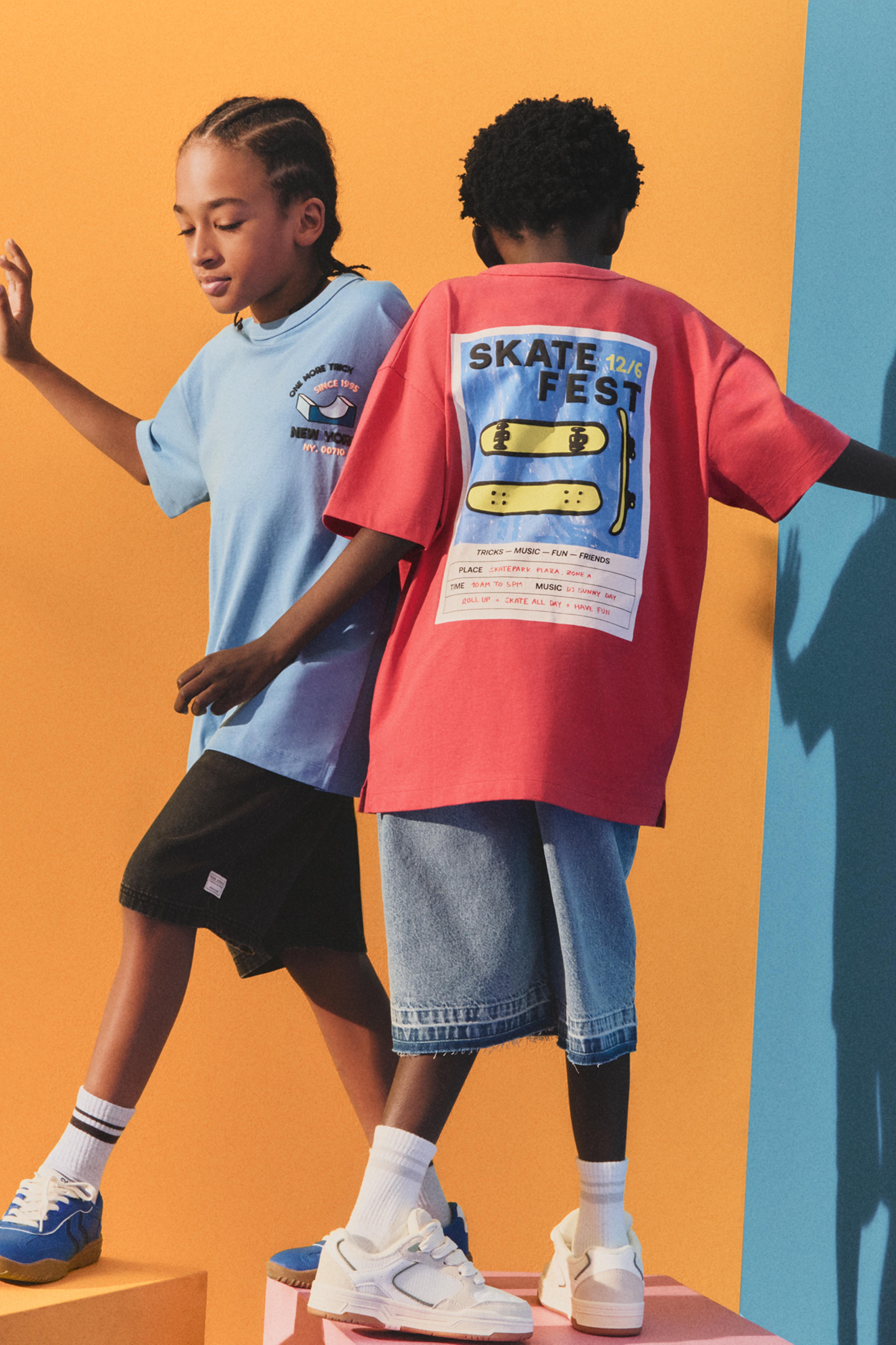 Printed T-shirt - CORAL RED / 11-12 years