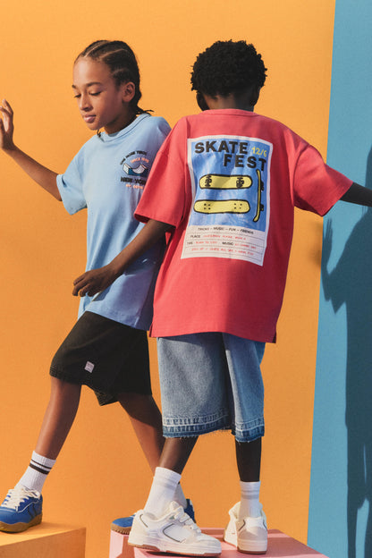 Printed T-shirt - CORAL RED / 11-12 years