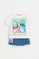 Stitch and Angel ©Disney T-shirt and denim skort set
