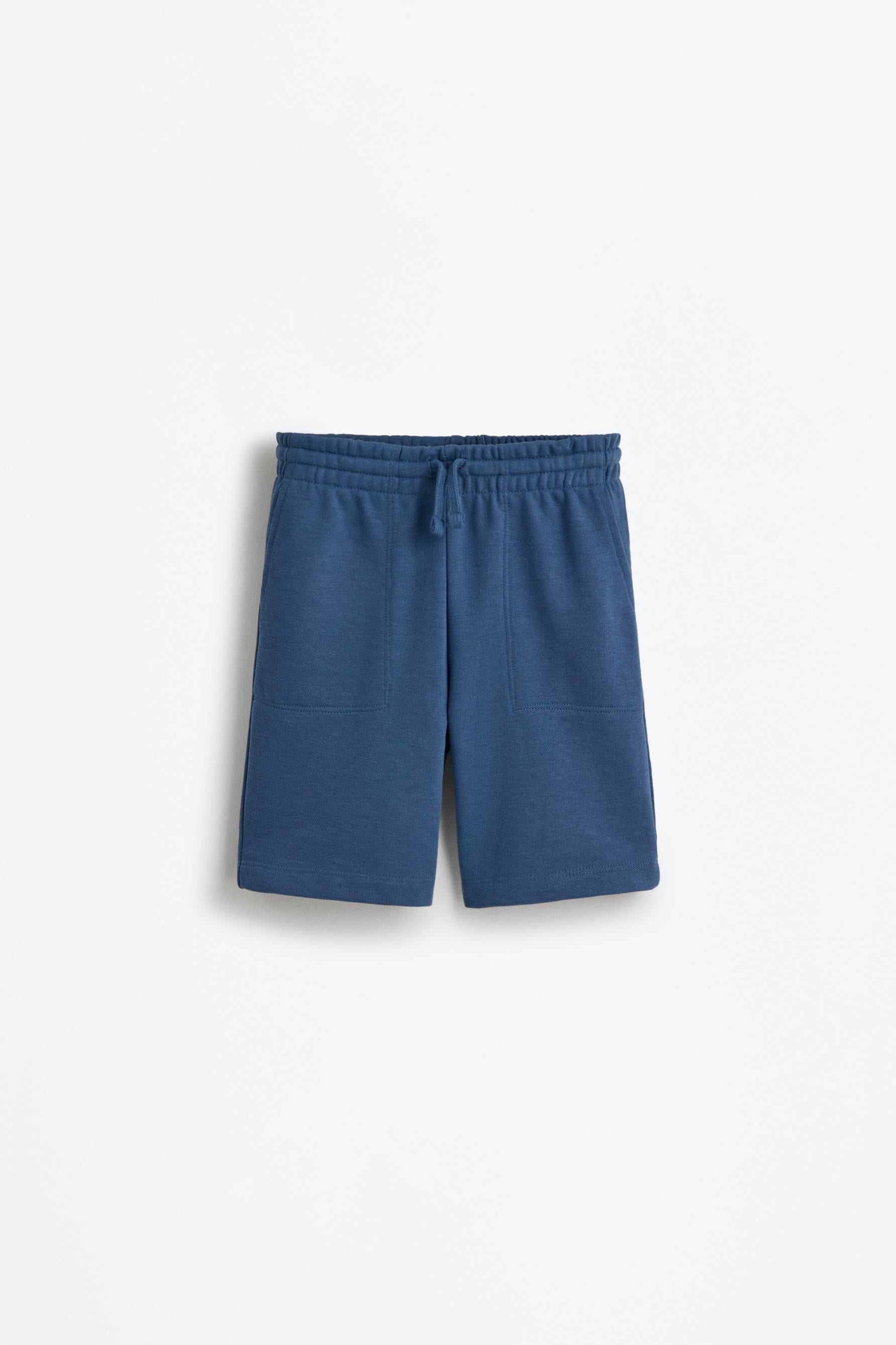 Basic plush Bermuda shorts - MEDIUM BLUE / 11-12 years