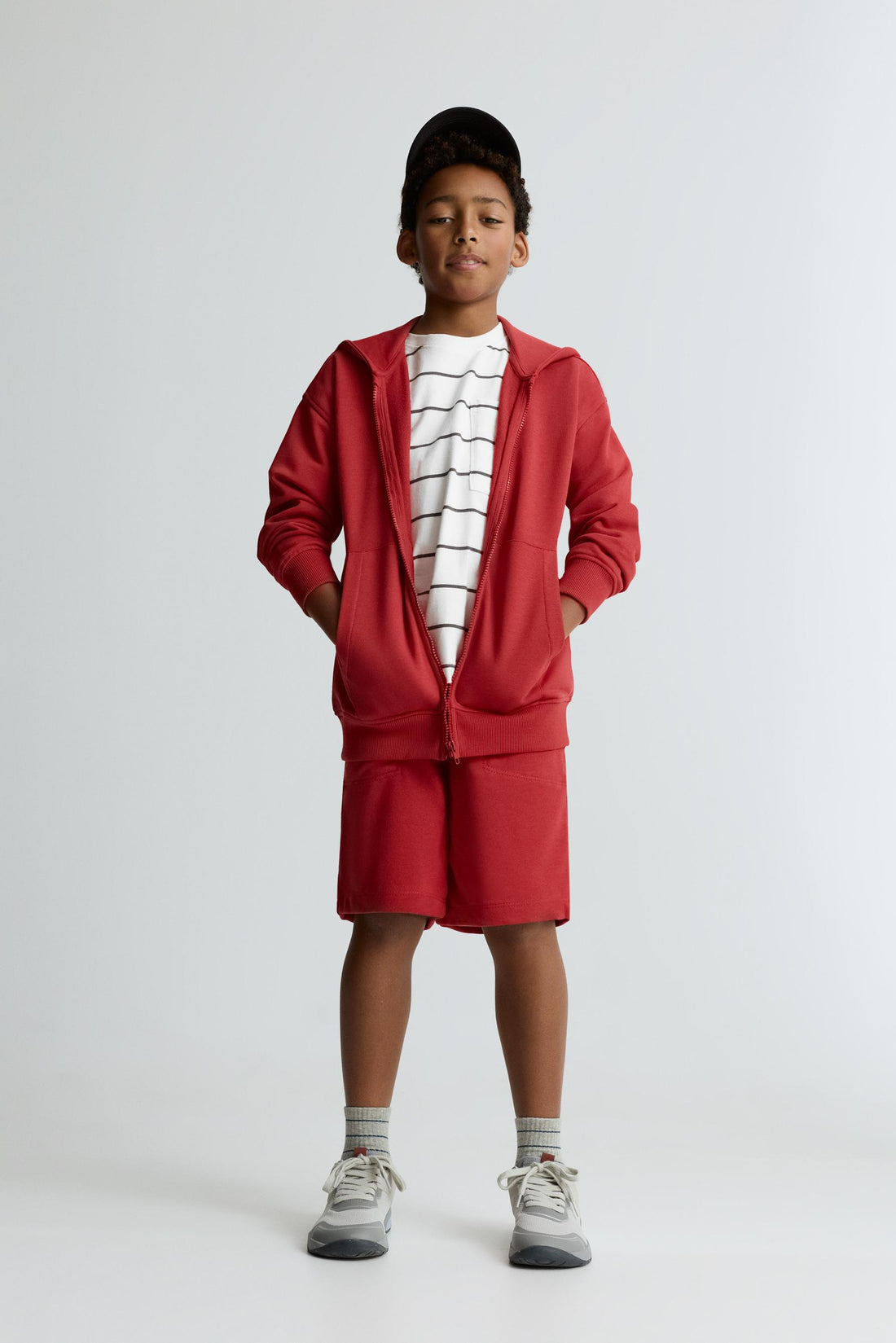 Basic plush Bermuda shorts - RED / 11-12 years