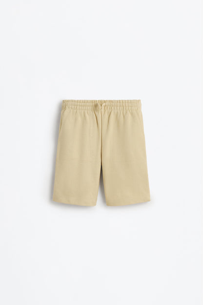 Basic plush Bermuda shorts - BUTTER / 11-12 years