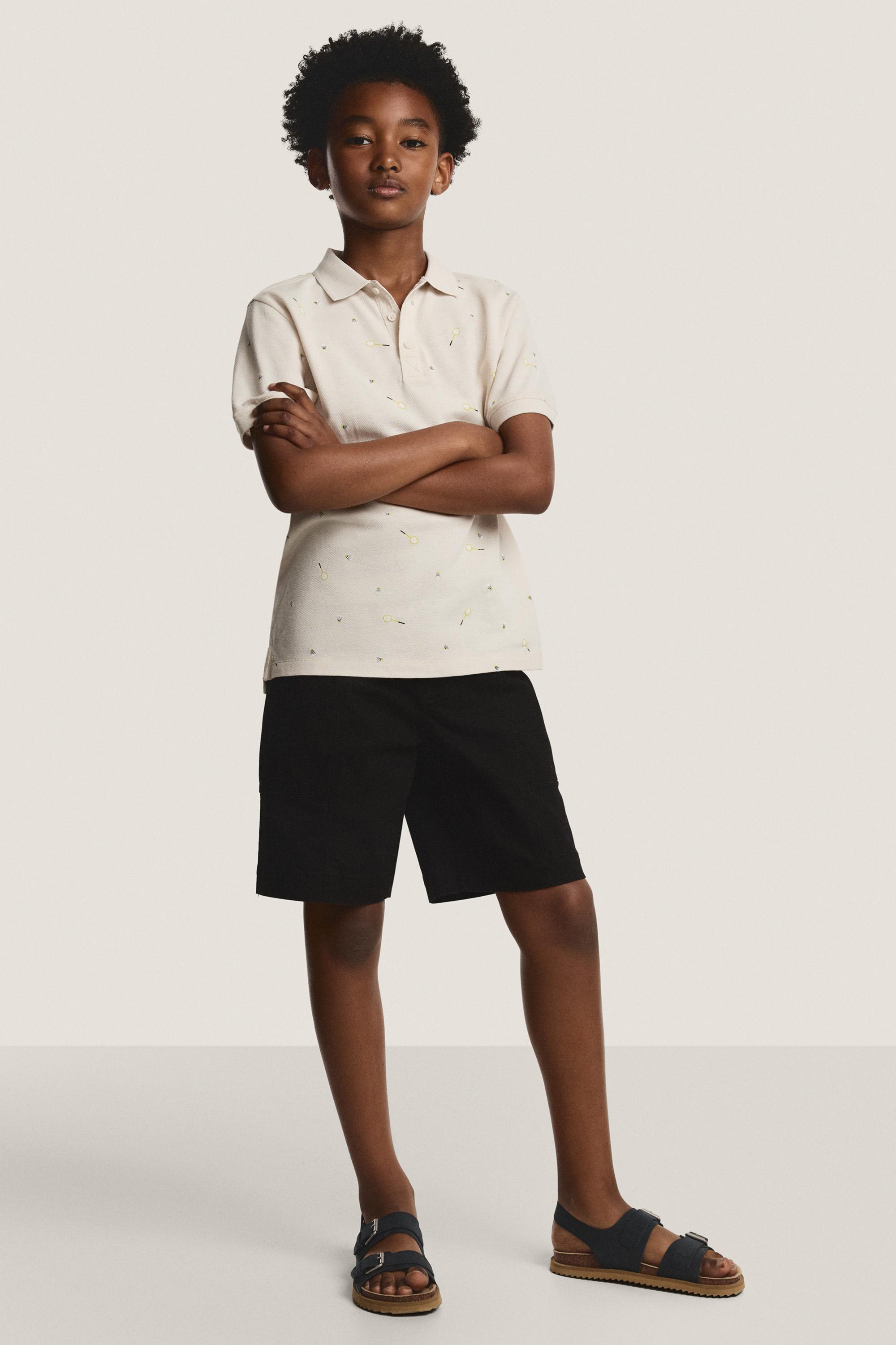 Basic plush Bermuda shorts - BLACK / 11-12 years
