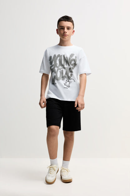 Basic plush Bermuda shorts