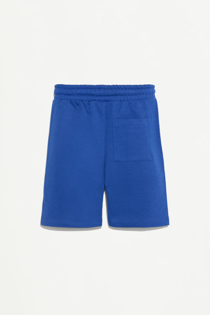 Plush Bermuda shorts with text