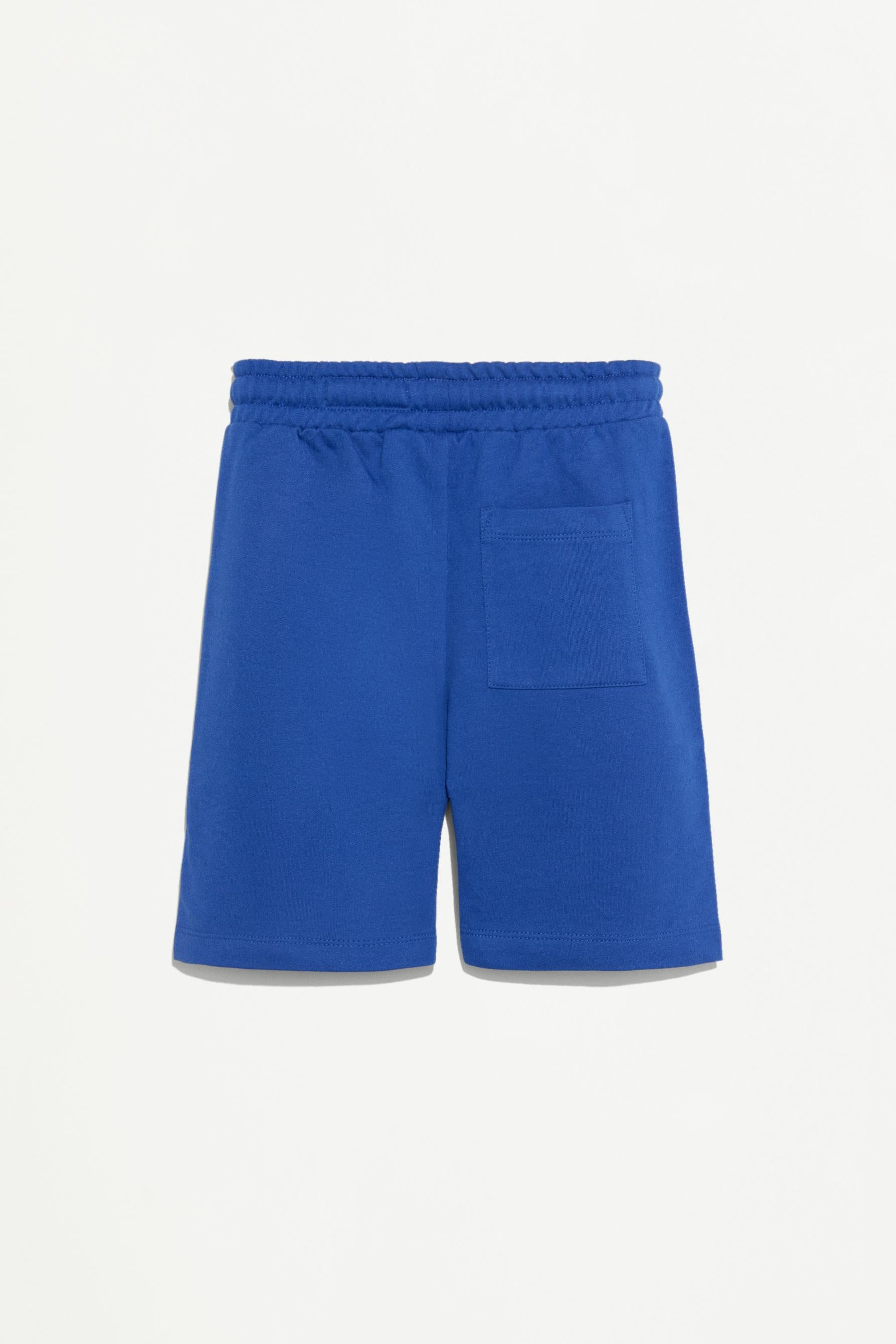 Plush Bermuda shorts with text