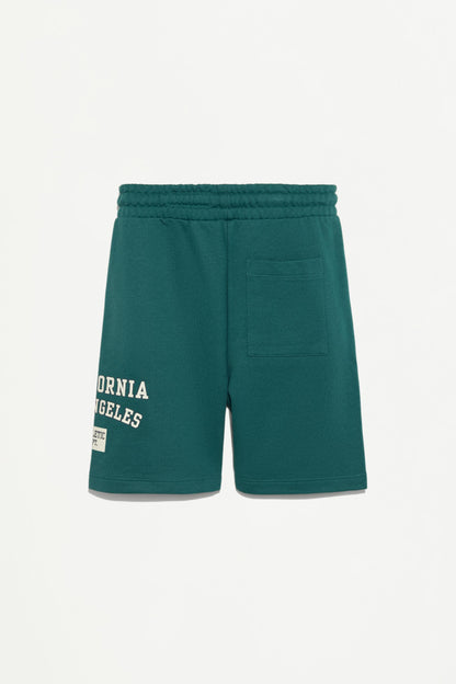 Plush Bermuda shorts with text