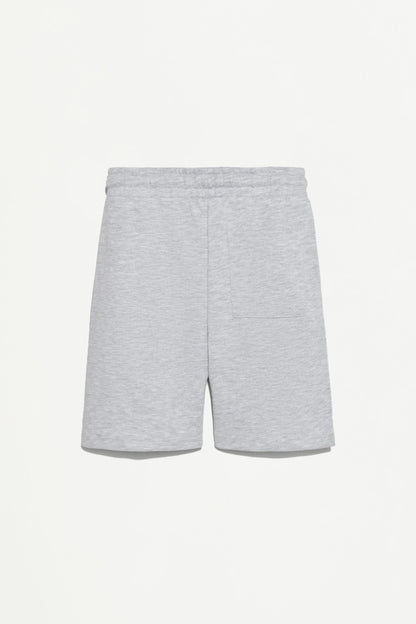 Plush Bermuda shorts with text