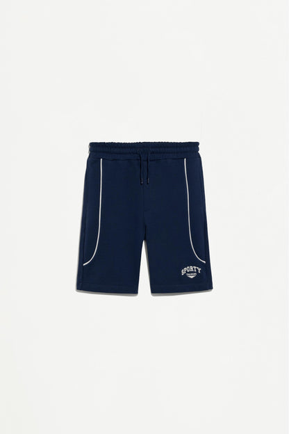 Plush Bermuda shorts with contrast stitching