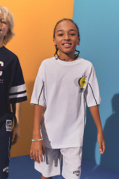Contrast seam plush Bermuda shorts - GREY MARL / 11-12 years