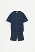 Piqué T-shirt and Bermuda shorts co-ord - FADED NAVY / 11-12 years
