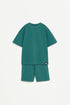 Piqué T-shirt and Bermuda shorts set - TEAL GREEN / 11-12 years