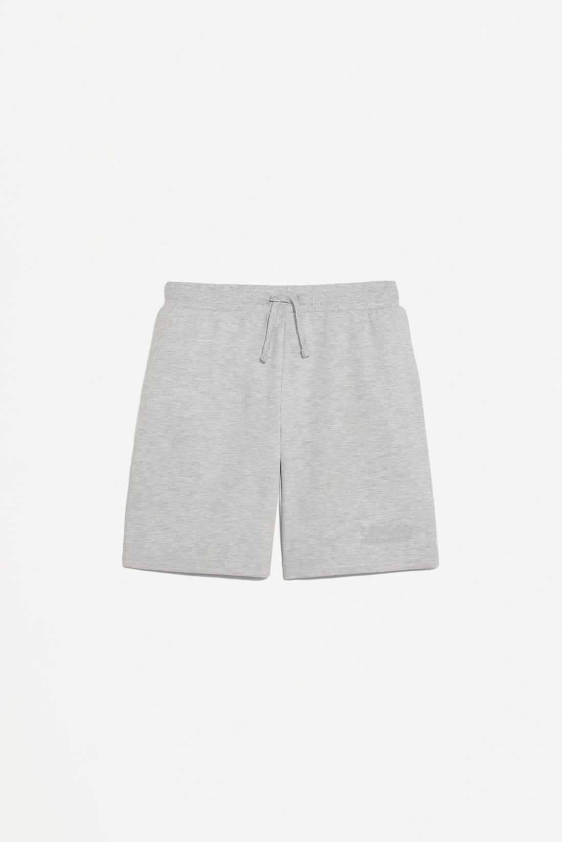 Interlock Bermuda shorts with rubberised text - GREY MARL / 11-12 years