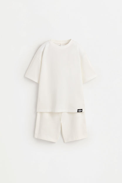Piqué T-shirt and Bermuda shorts set