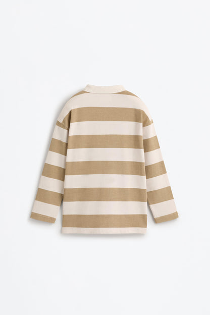 Striped long sleeve polo shirt