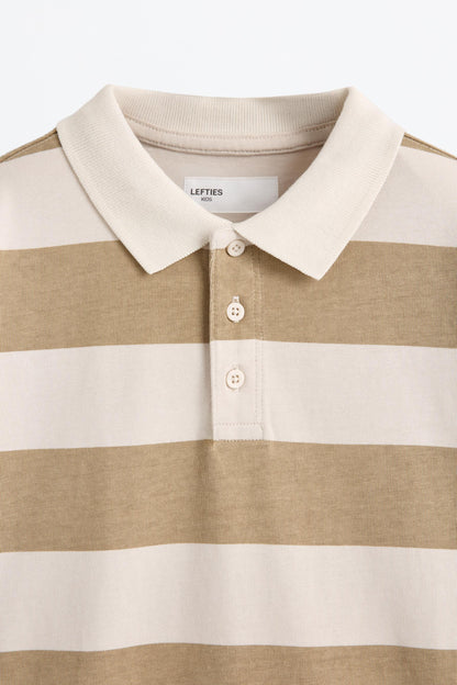 Striped long sleeve polo shirt