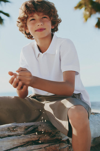 Basic polo shirt - WHITE / 11-12 years