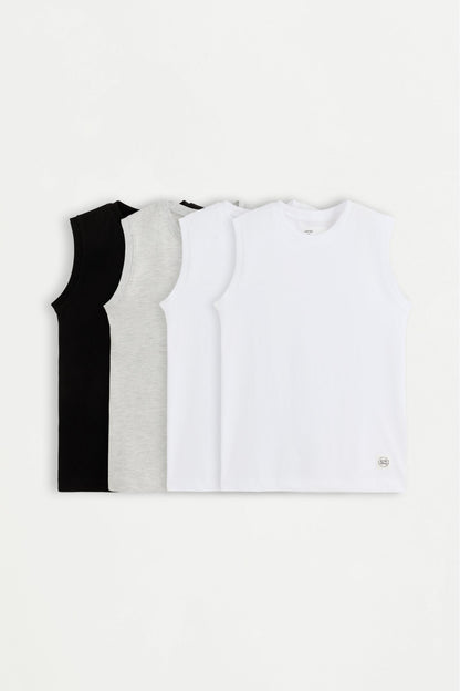 Pack of 4 tank tops - WHITE / 11-12 years