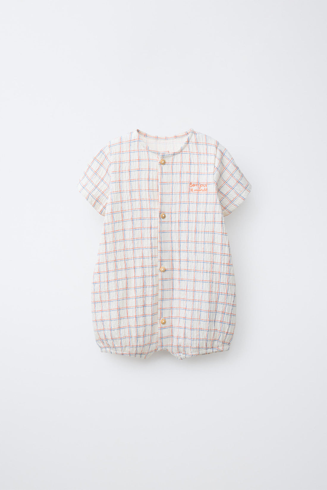 CHECK EMBROIDERED ROMPER - White / 1-3 months (62 cm)