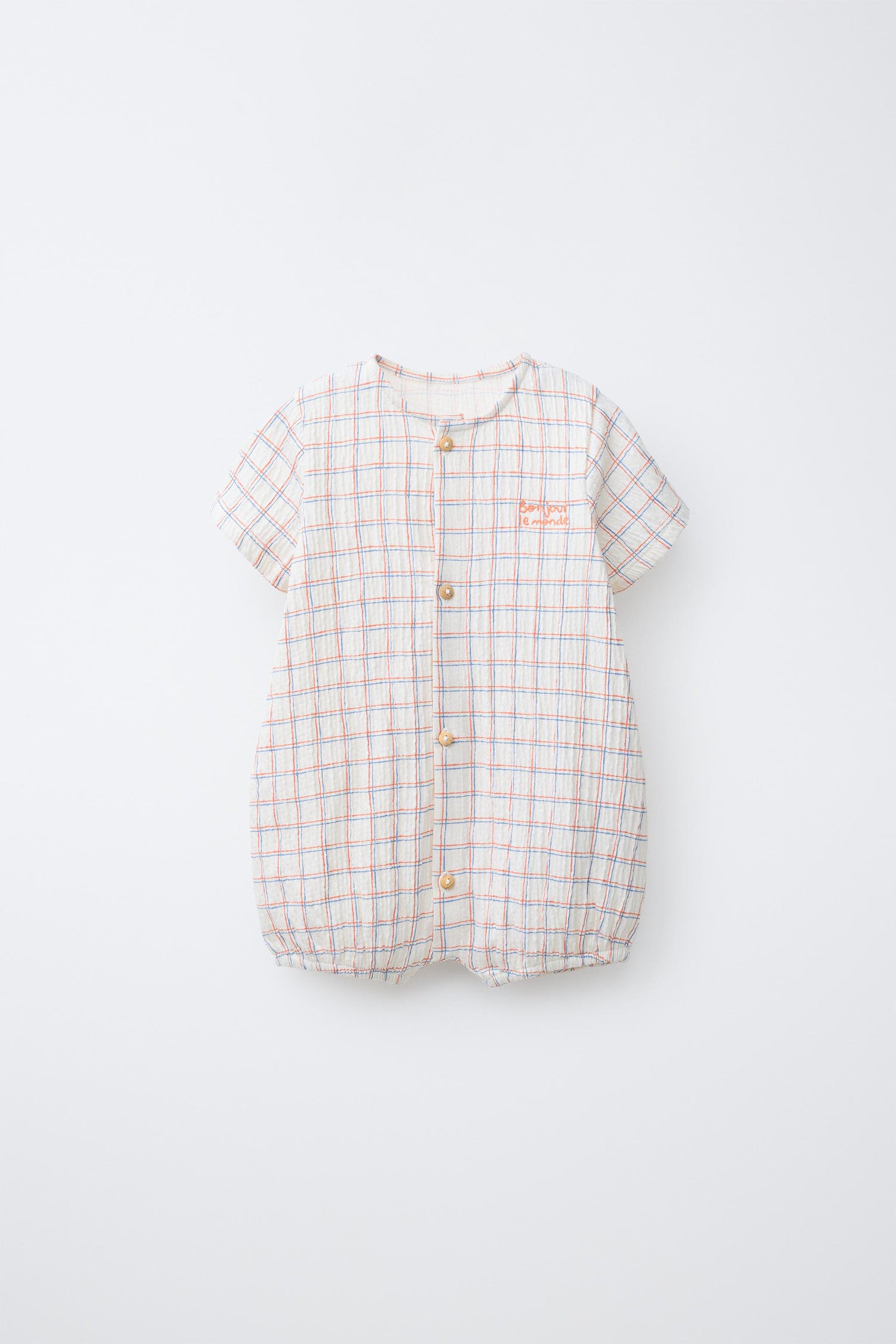 CHECK EMBROIDERED ROMPER - White / 1-3 months (62 cm)