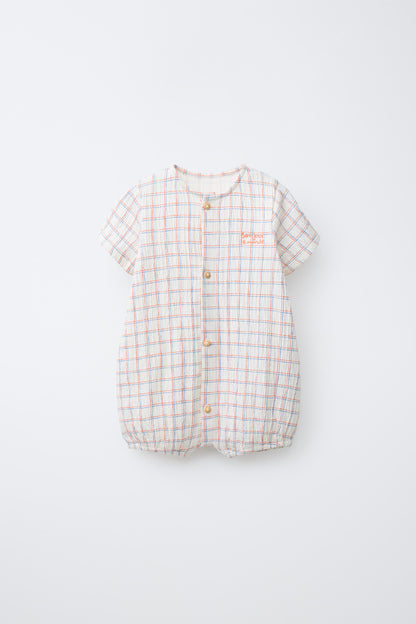 CHECK EMBROIDERED ROMPER - White / 1-3 months (62 cm)
