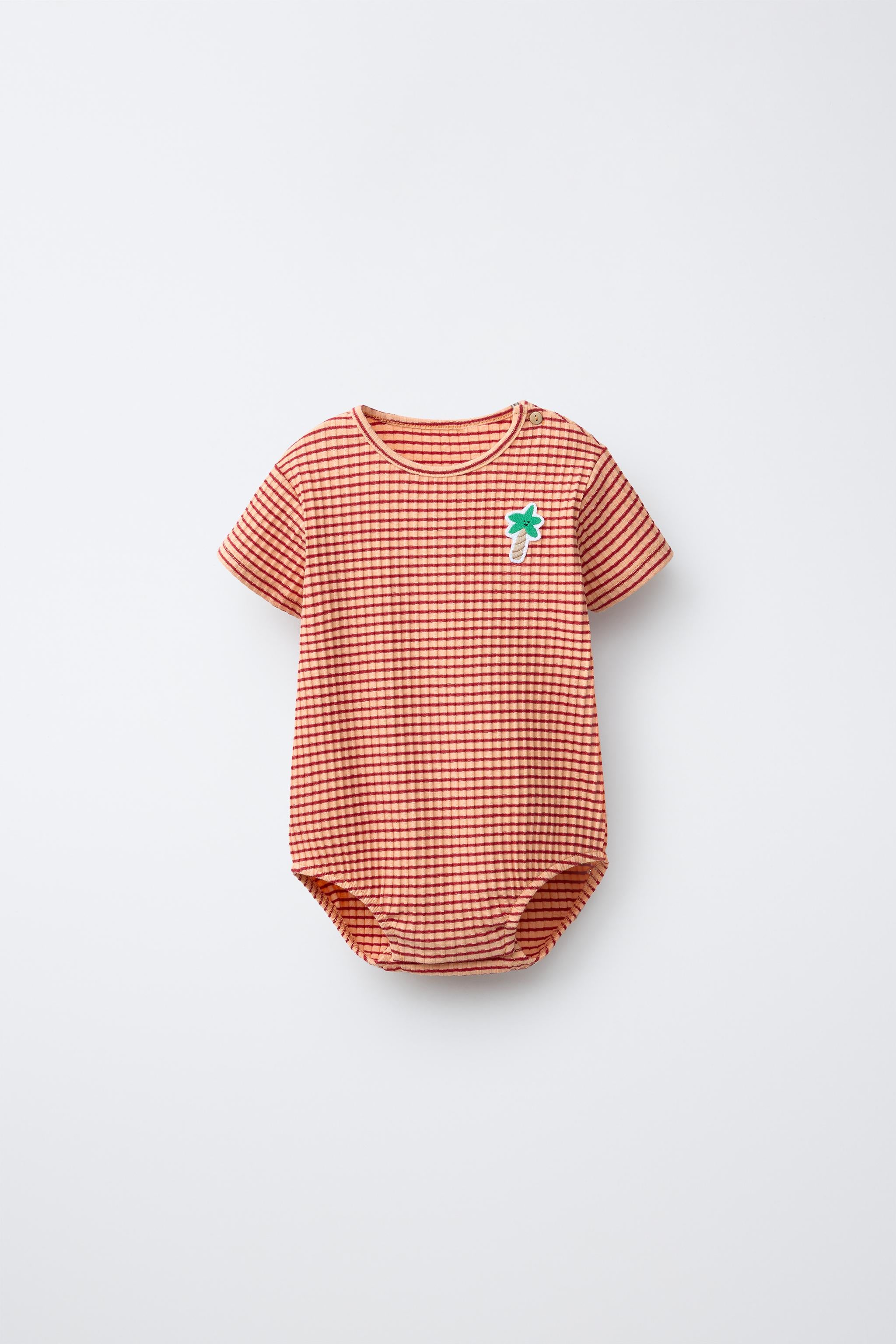 STRIPED PALM PATCH BODYSUIT MODAL BLEND - Orange / 12-18 months (86 cm)