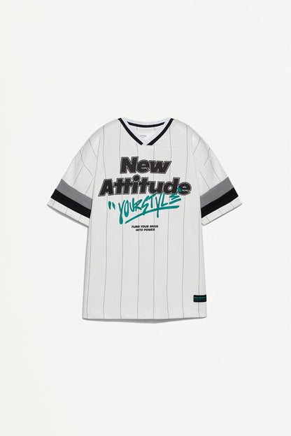 Striped sports T-shirt - WHITE / 11-12 years