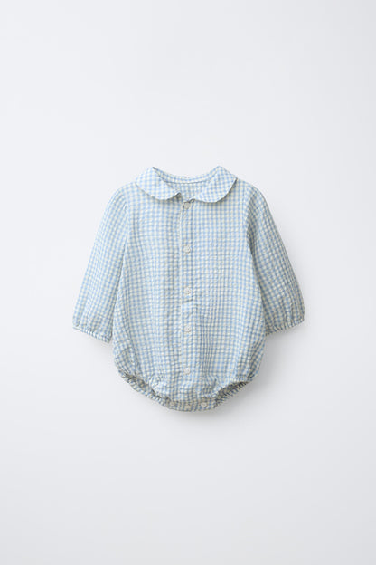 GINGHAM CHECK BODYSUIT - Light blue / 12-18 months (86 cm)