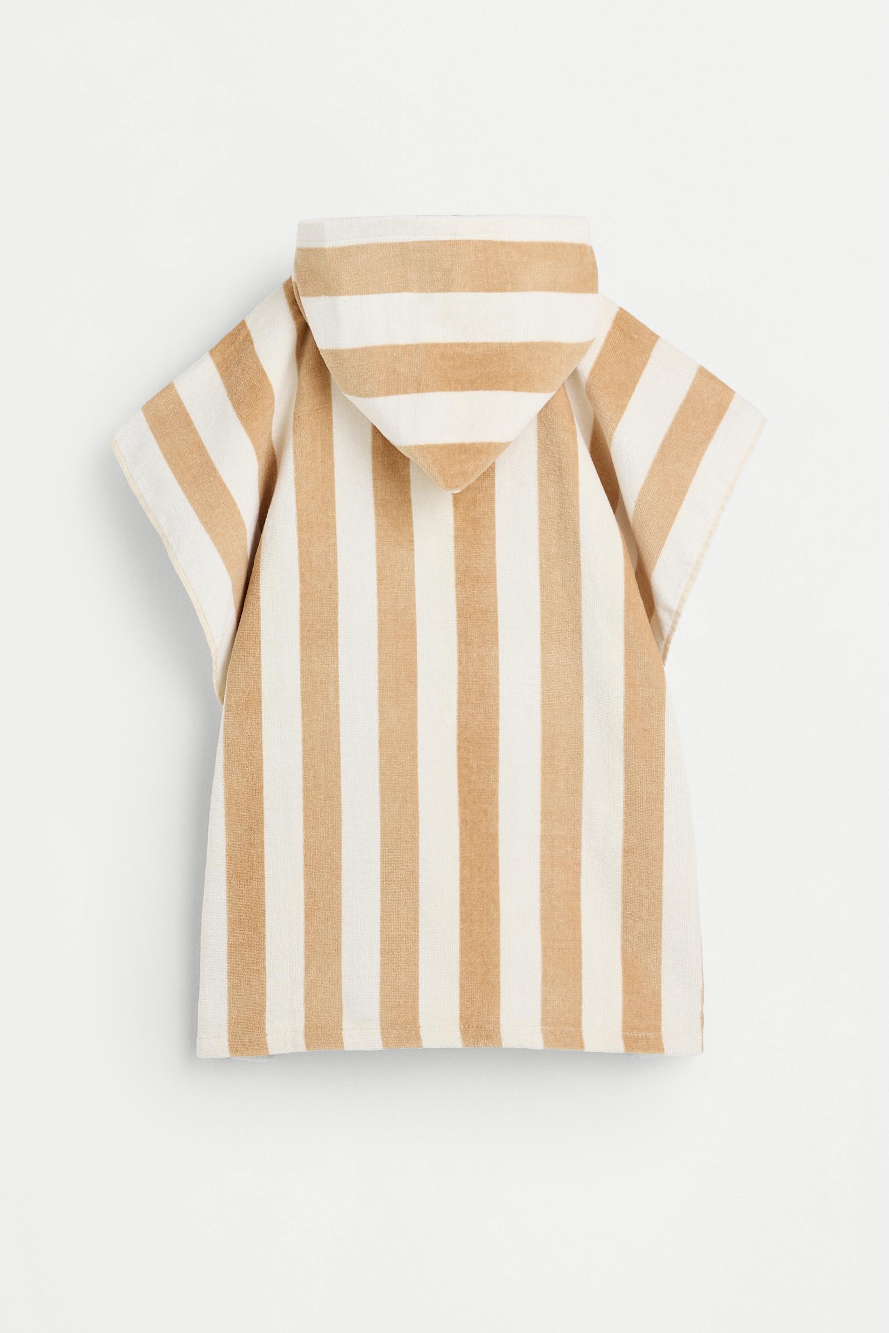 Kids | Striped beige poncho towel