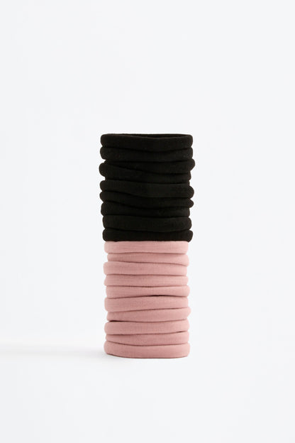 20-pack of elastic hair ties - BLACK / M