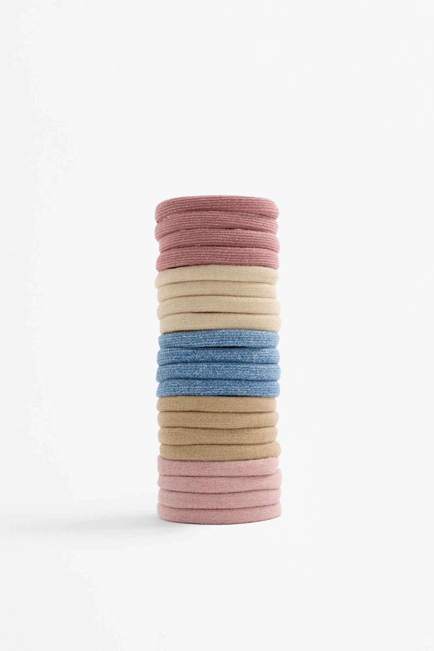 Pack of 20 shimmery elastic hair ties - ECRU / M