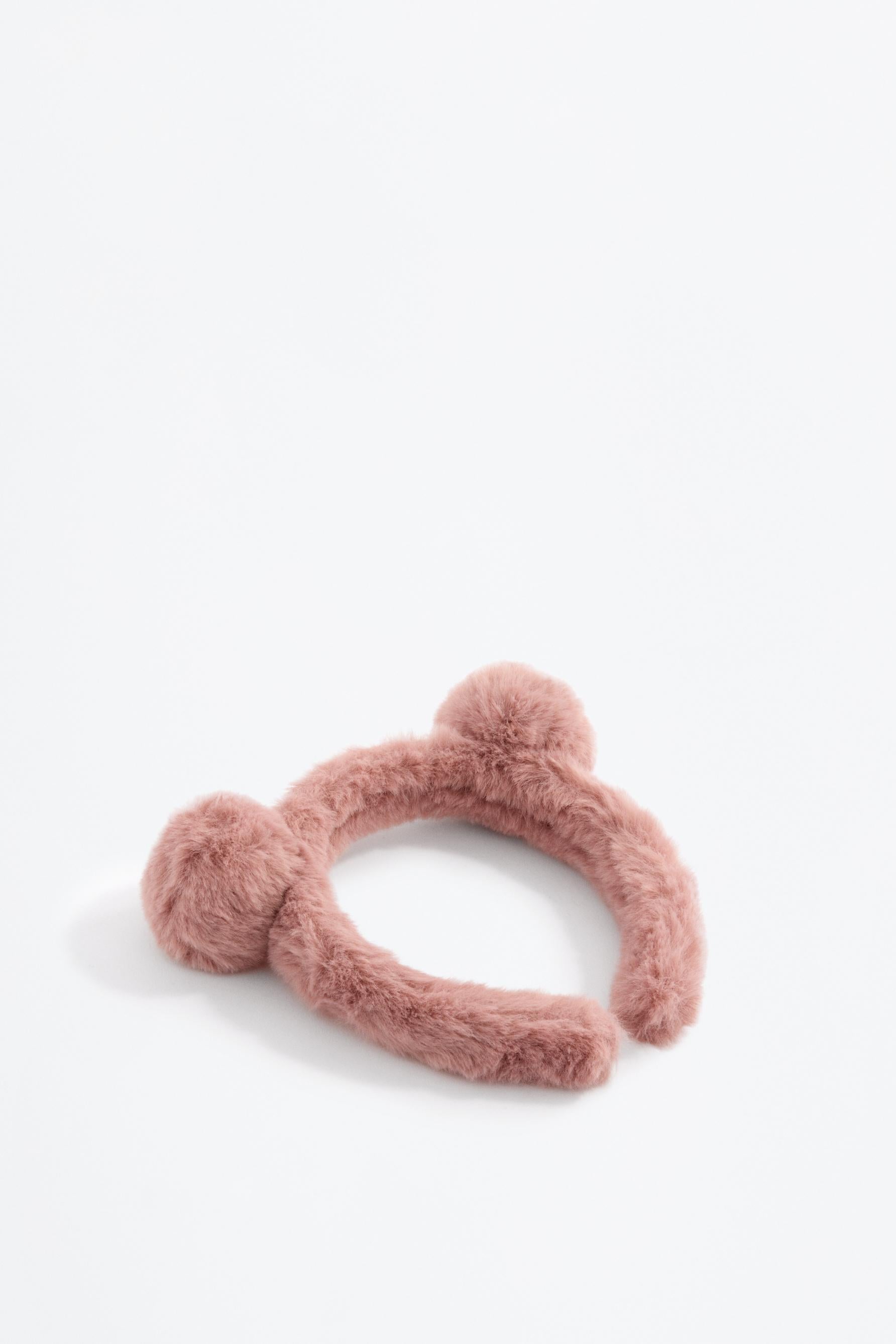 Furry pompom headband - PINK / M