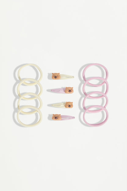 Capybara clips and hair ties set