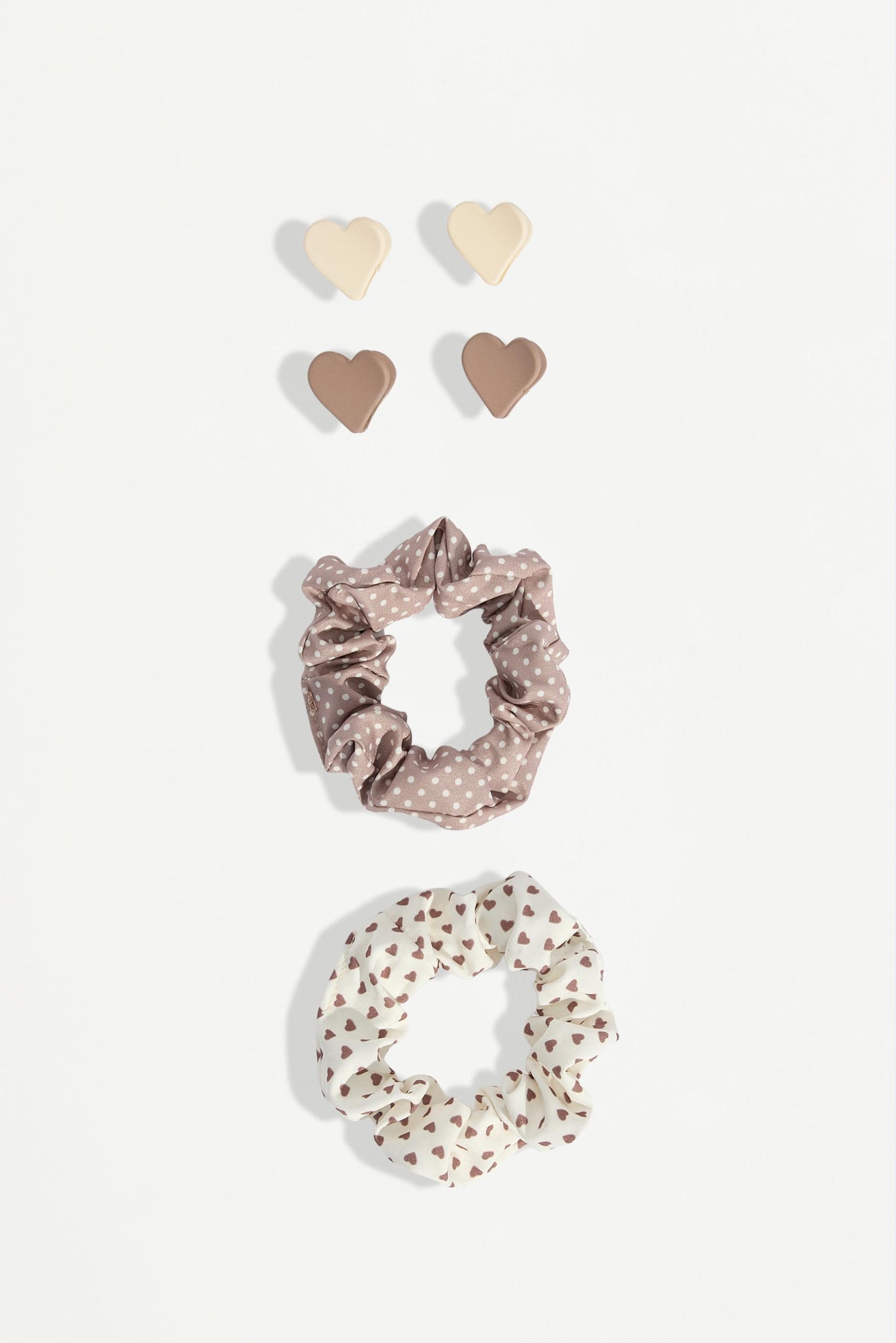 Heart clips and scrunchies set