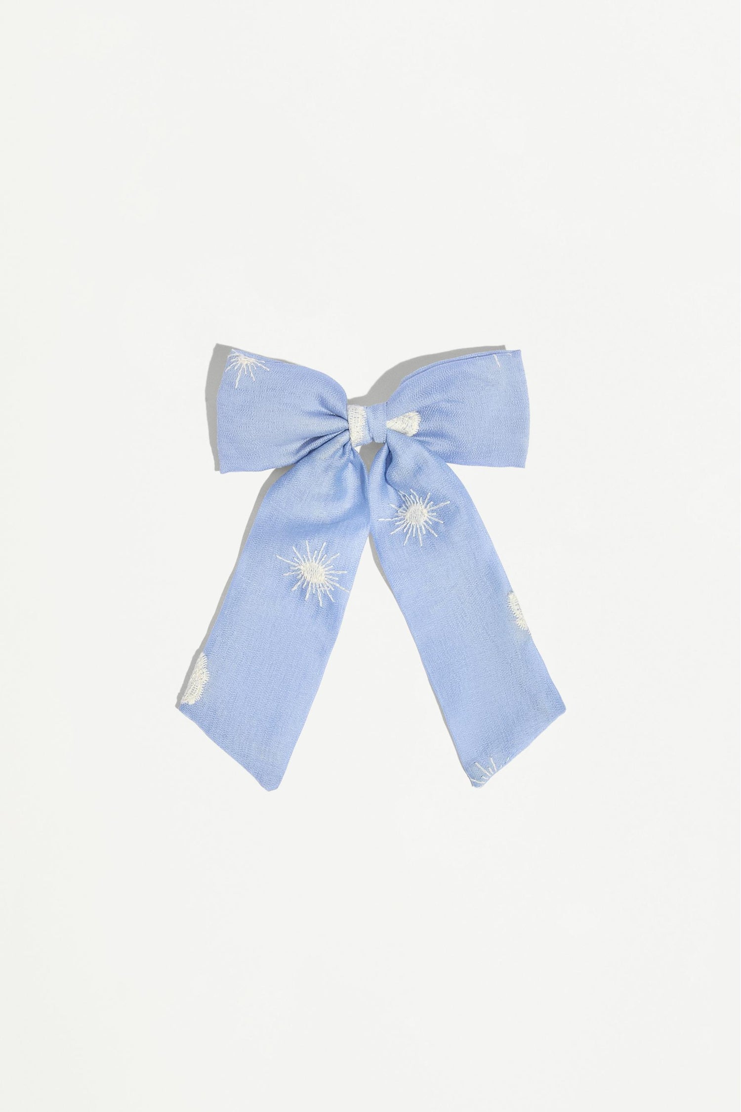 Large Swiss embroidery bow - PALE BLUE / M