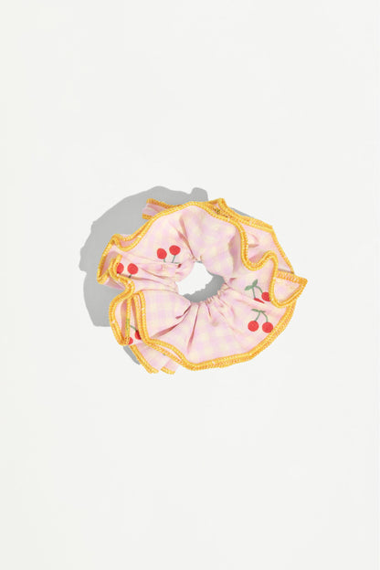 Cherry scrunchie hair tie