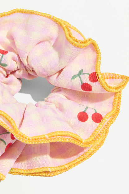 Cherry scrunchie hair tie