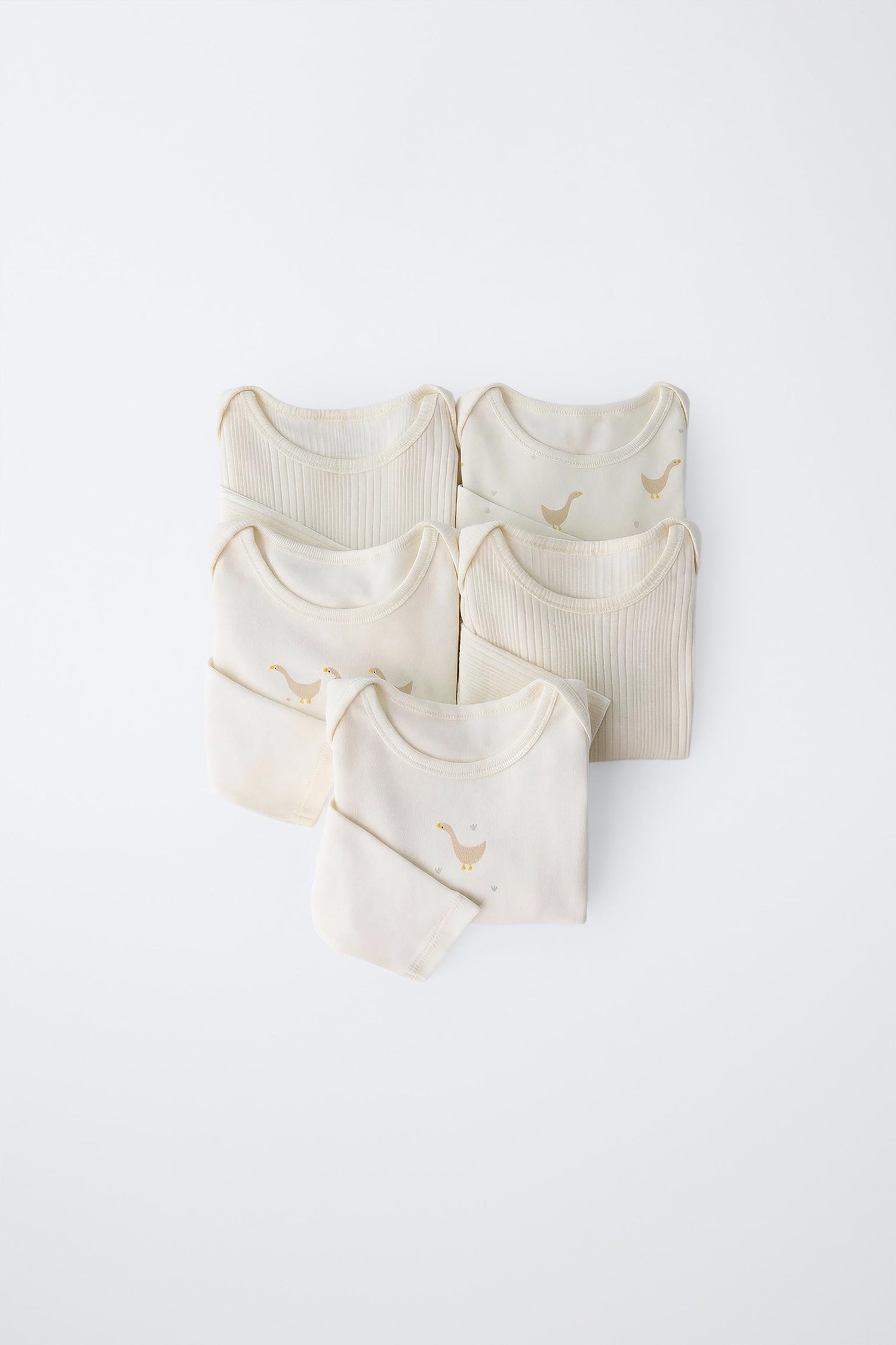 5-PACK OF GOOSE PRINT BODYSUITS - Ecru / 12-18 months (86 cm)