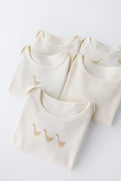 5-PACK OF GOOSE PRINT BODYSUITS