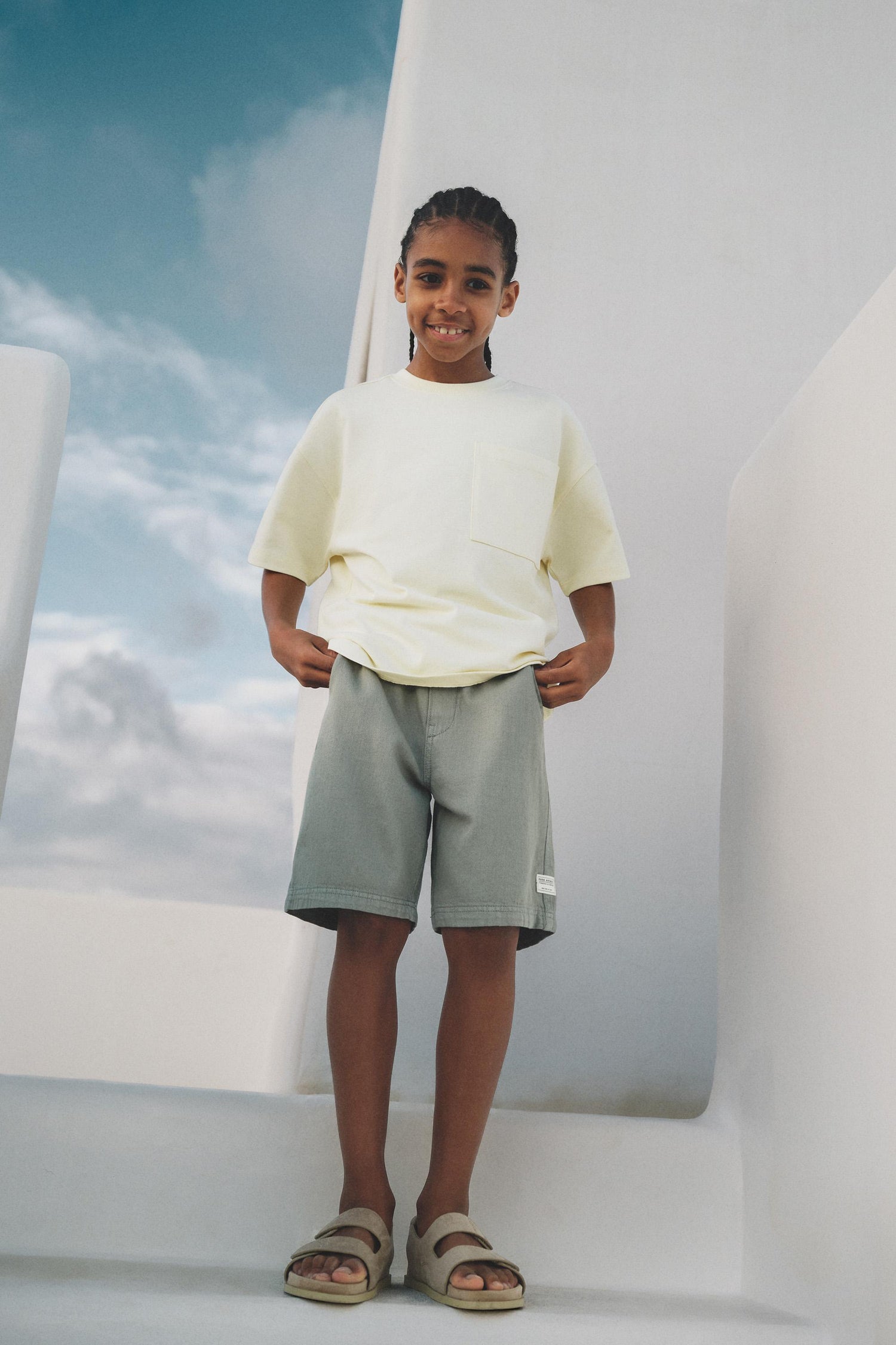 Denim jogger Bermuda shorts - KHAKI / 11-12 years