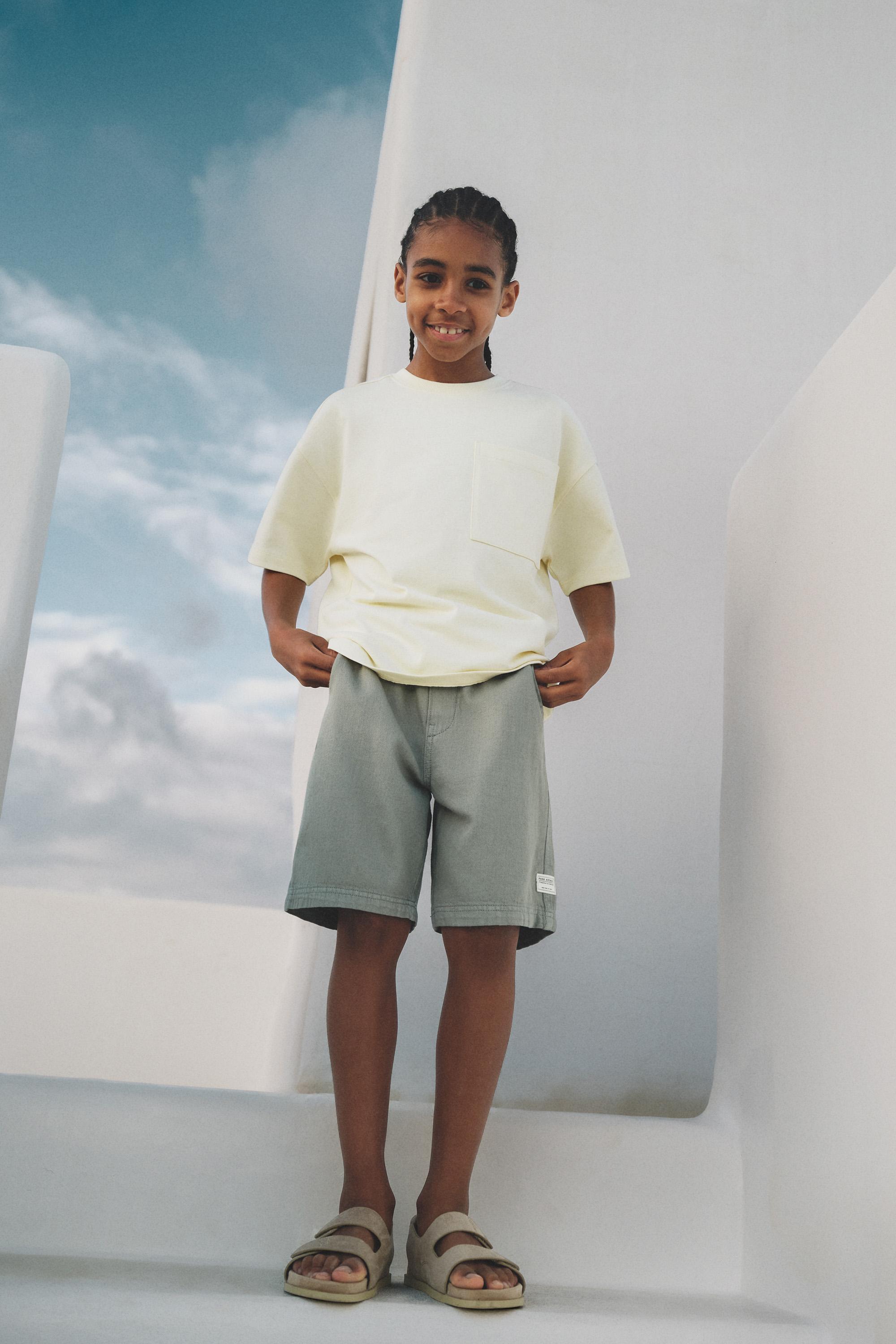 Denim jogger Bermuda shorts - KHAKI / 11-12 years