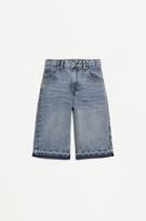 Wide-leg denim Bermuda shorts
