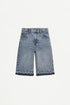 Wide-leg denim Bermuda shorts