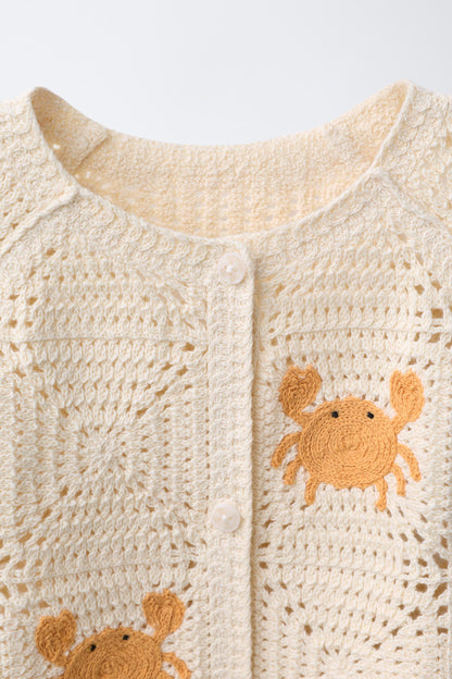 CRAB PRINT KNIT PLAYSUIT