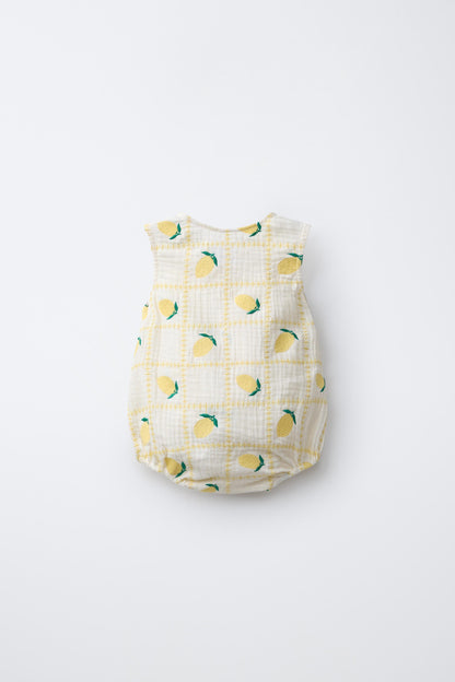 CASA LAWA X ZARA KIDS EMBROIDERED LEMON ROMPER