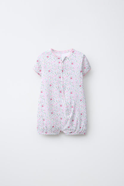 TWO-PACK OF FLORAL SLEEPSUITS