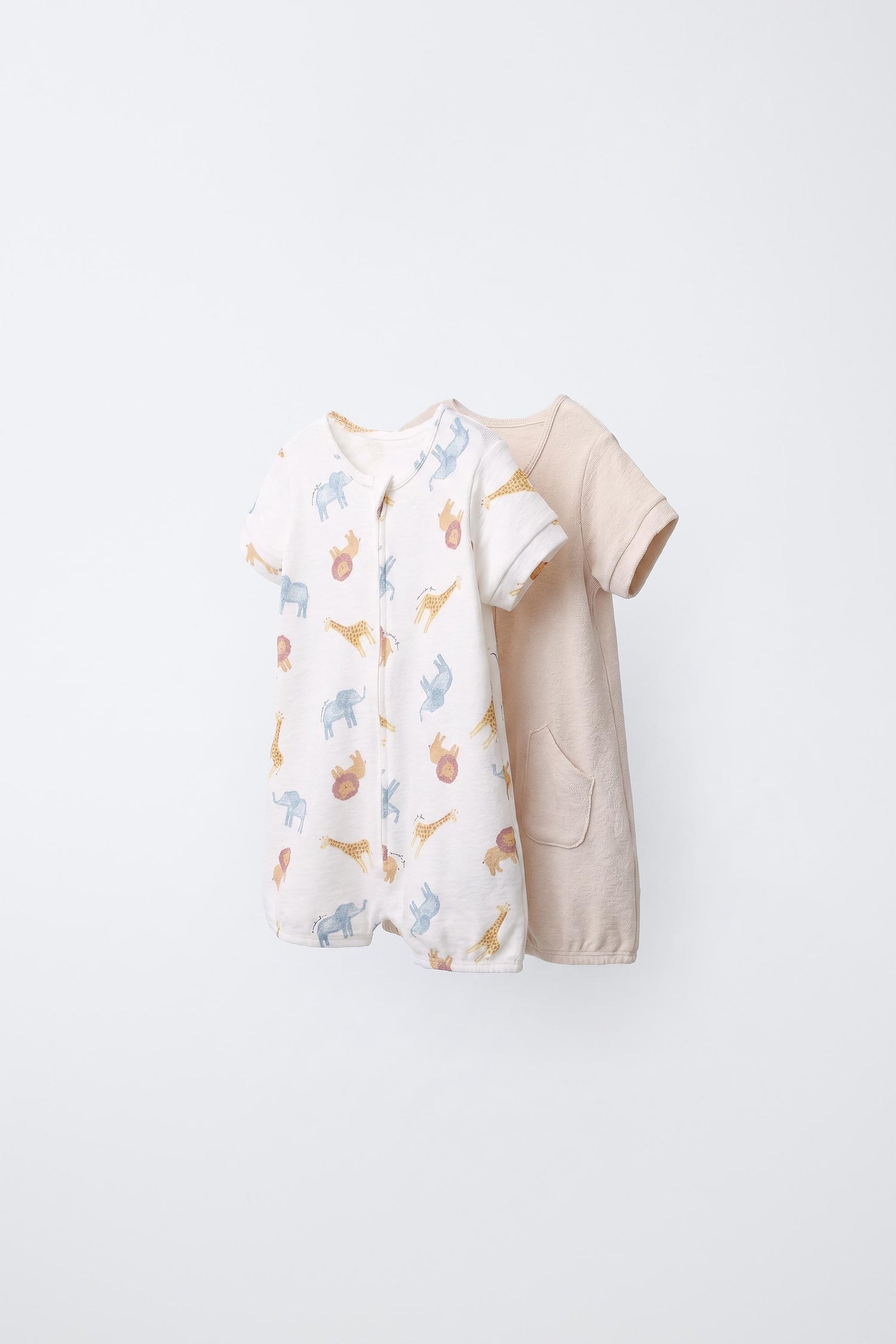 TWO-PACK OF ANIMAL PRINT SLEEPSUITS - Beige / 12-18 months (86 cm)