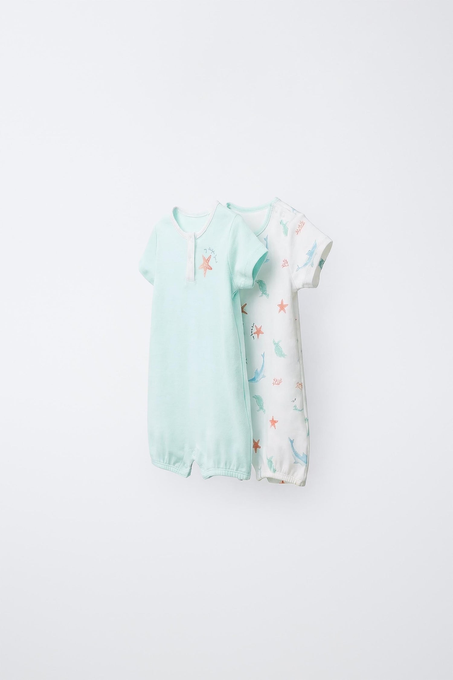 TWO-PACK OF SEA PRINT SLEEPSUITS - Ecru / 12-18 months (86 cm)